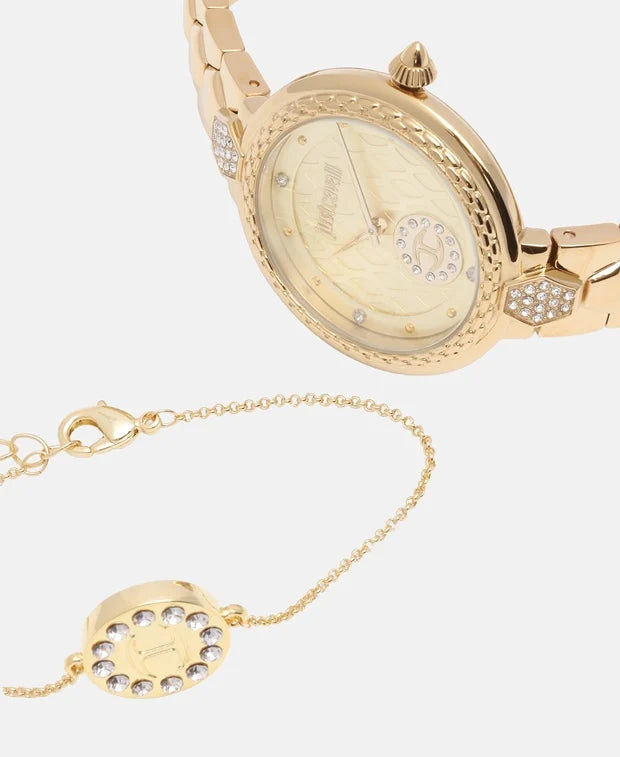 Just Cavalli Set aus Uhr und Armbändern Farbe Gold