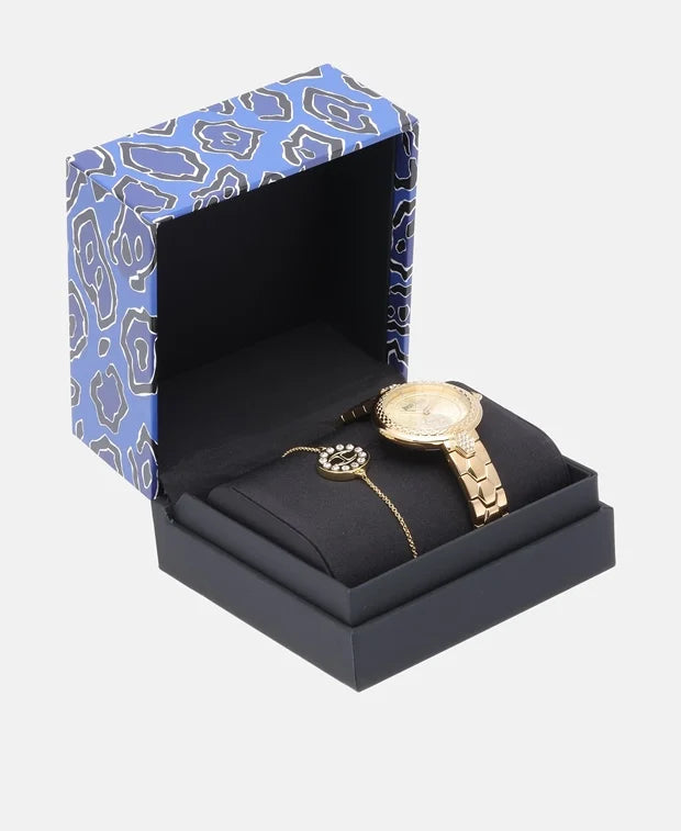 Just Cavalli Set aus Uhr und Armbändern Farbe Gold